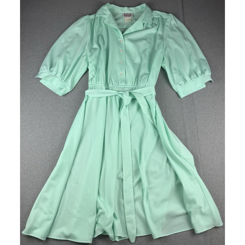 Vintage California Looks Mint Shirt Dress Belted Puff Sleeve USA Women's
